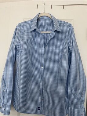 JCPenney Blue Gingham Button-Down Shirt for Women